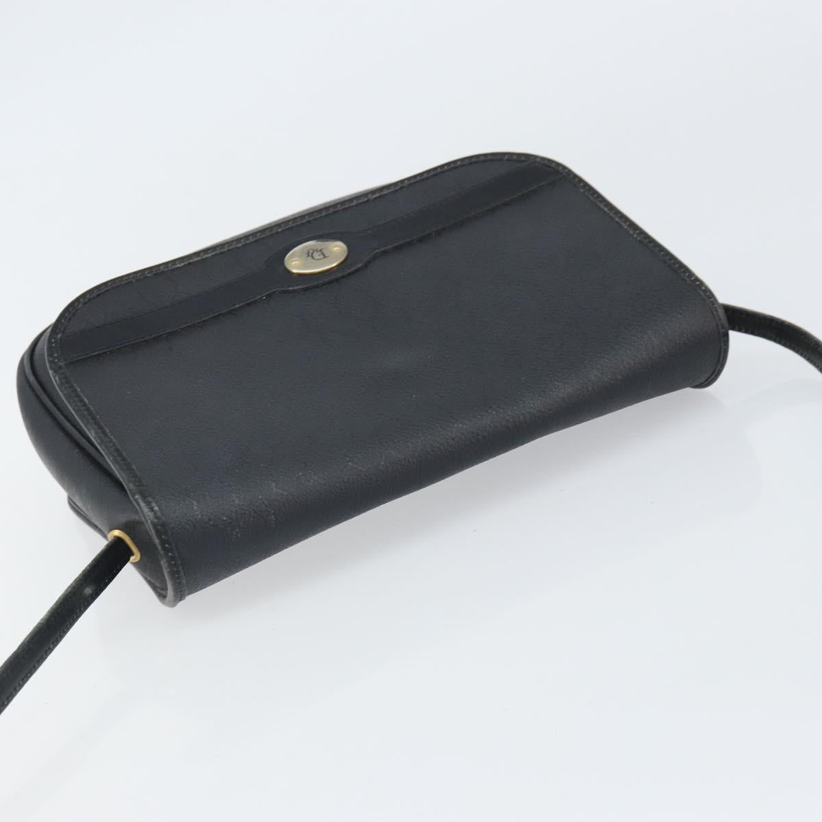 Christian Dior Honeycomb Canvas Shoulder Bag PVC Black Gold Auth 162746