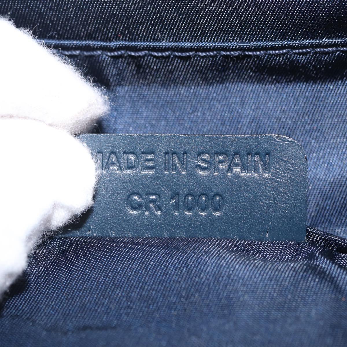 Christian Dior Trotter Canvas Saddle Pouch Navy Gold Auth 162748