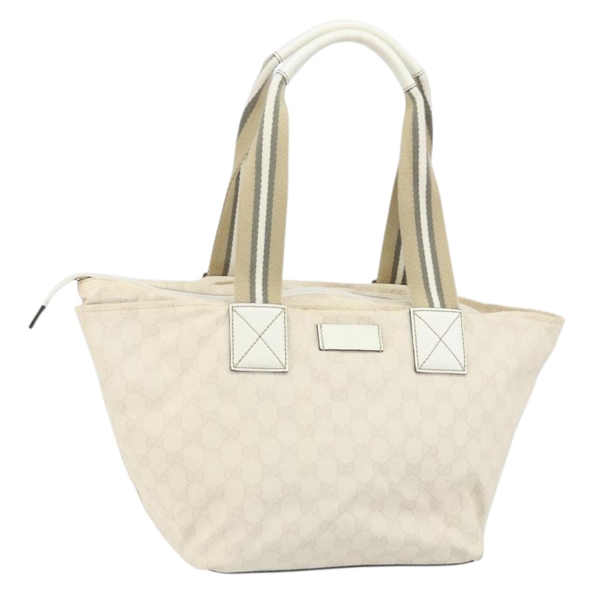 GUCCI GG Canvas Tote Bag White Gold 131230 Auth 162761