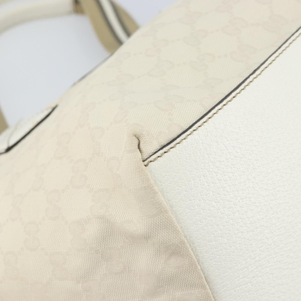 GUCCI GG Canvas Tote Bag White Gold 131230 Auth 162761