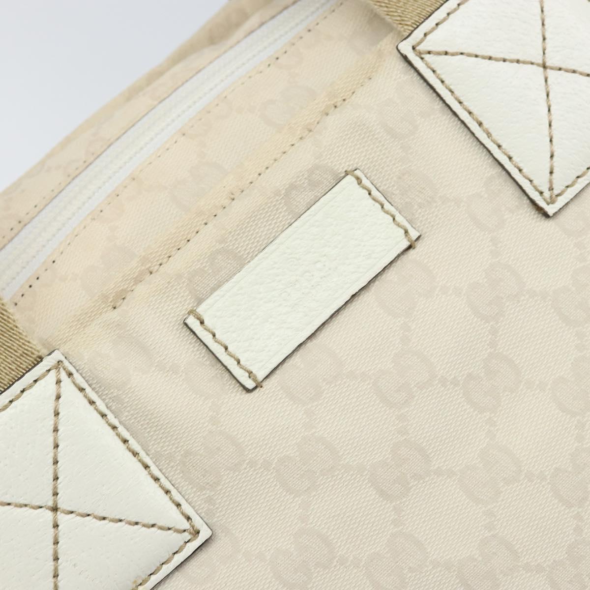 GUCCI GG Canvas Tote Bag White Gold 131230 Auth 162761