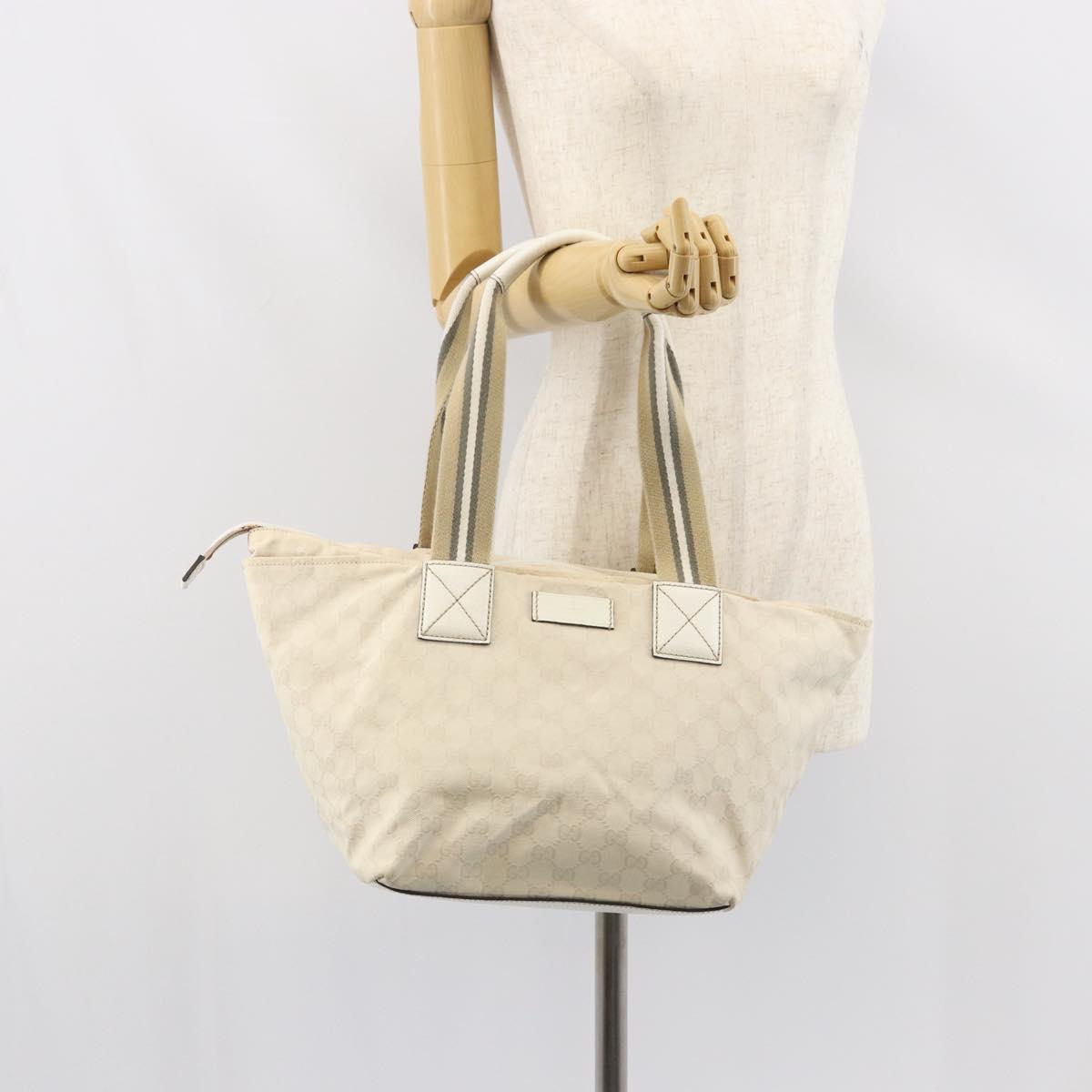 GUCCI GG Canvas Tote Bag White Gold 131230 Auth 162761