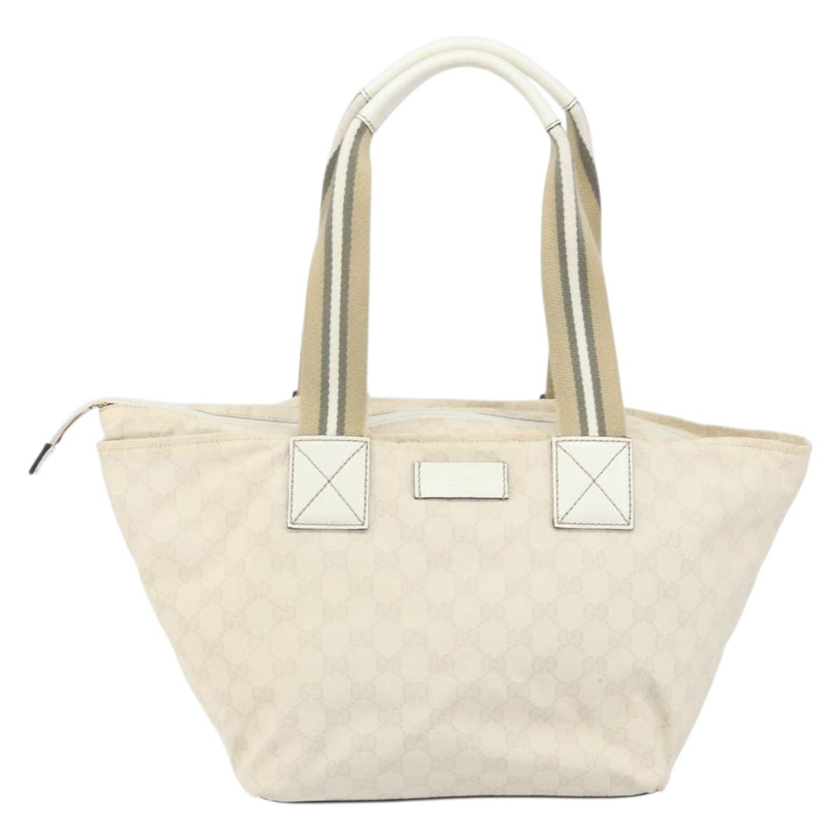 GUCCI GG Canvas Tote Bag White Gold 131230 Auth 162761