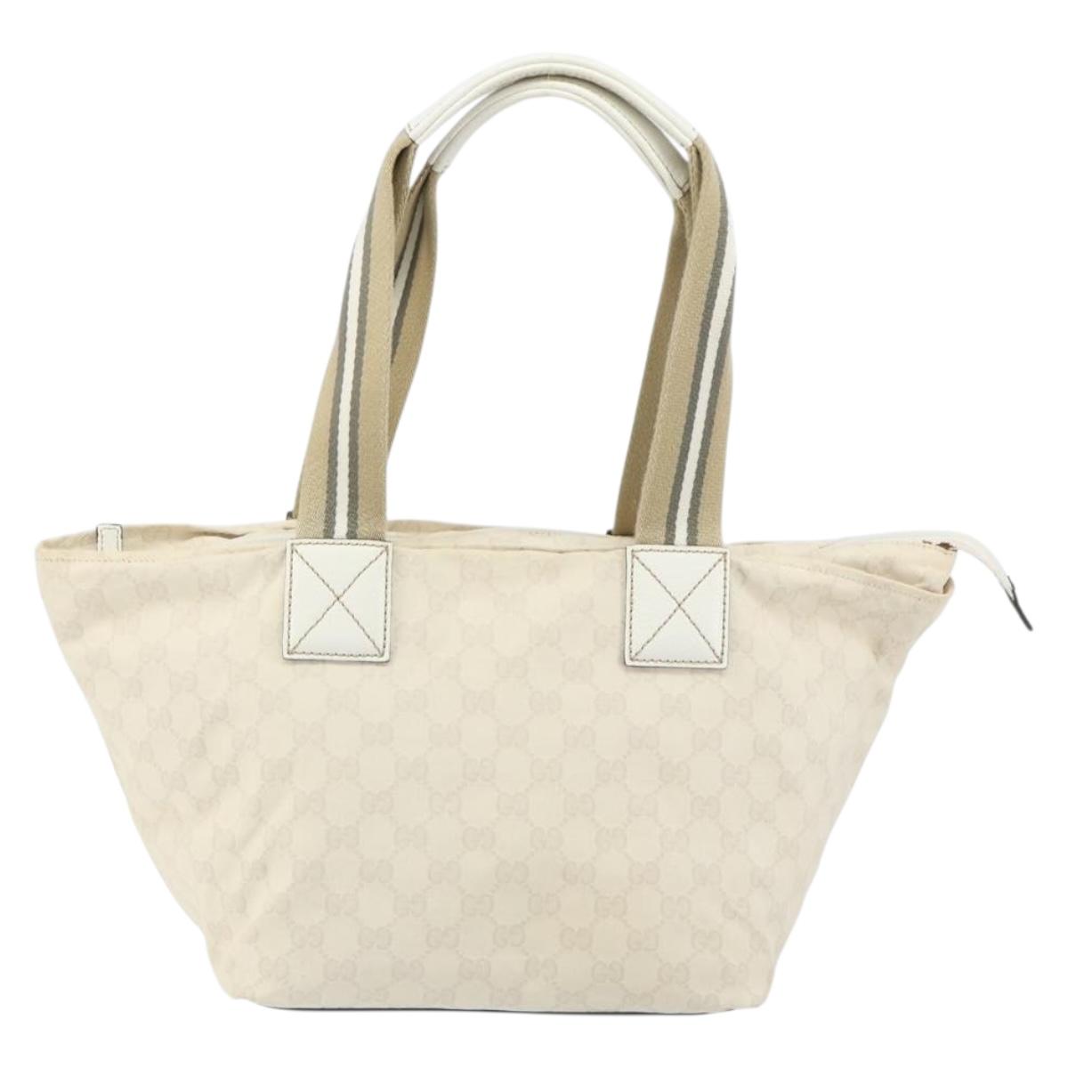 GUCCI GG Canvas Tote Bag White Gold 131230 Auth 162761