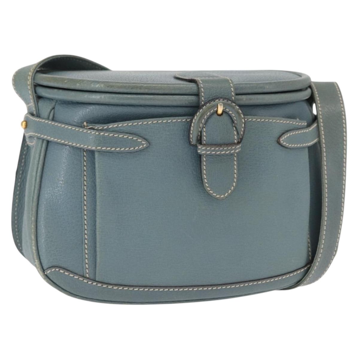 GUCCI Shoulder Bag Leather Blue Gold 001 406 1339 Auth 162763