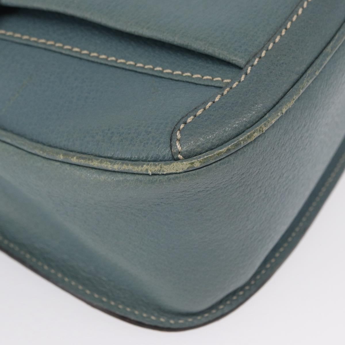 GUCCI Shoulder Bag Leather Blue Gold 001 406 1339 Auth 162763