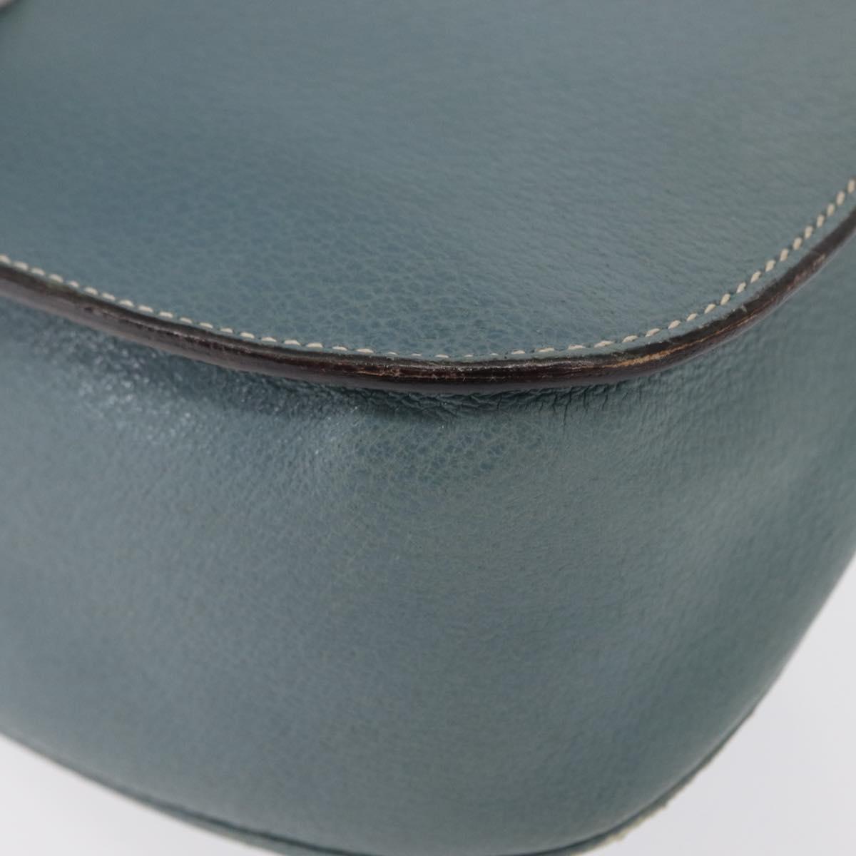 GUCCI Shoulder Bag Leather Blue Gold 001 406 1339 Auth 162763