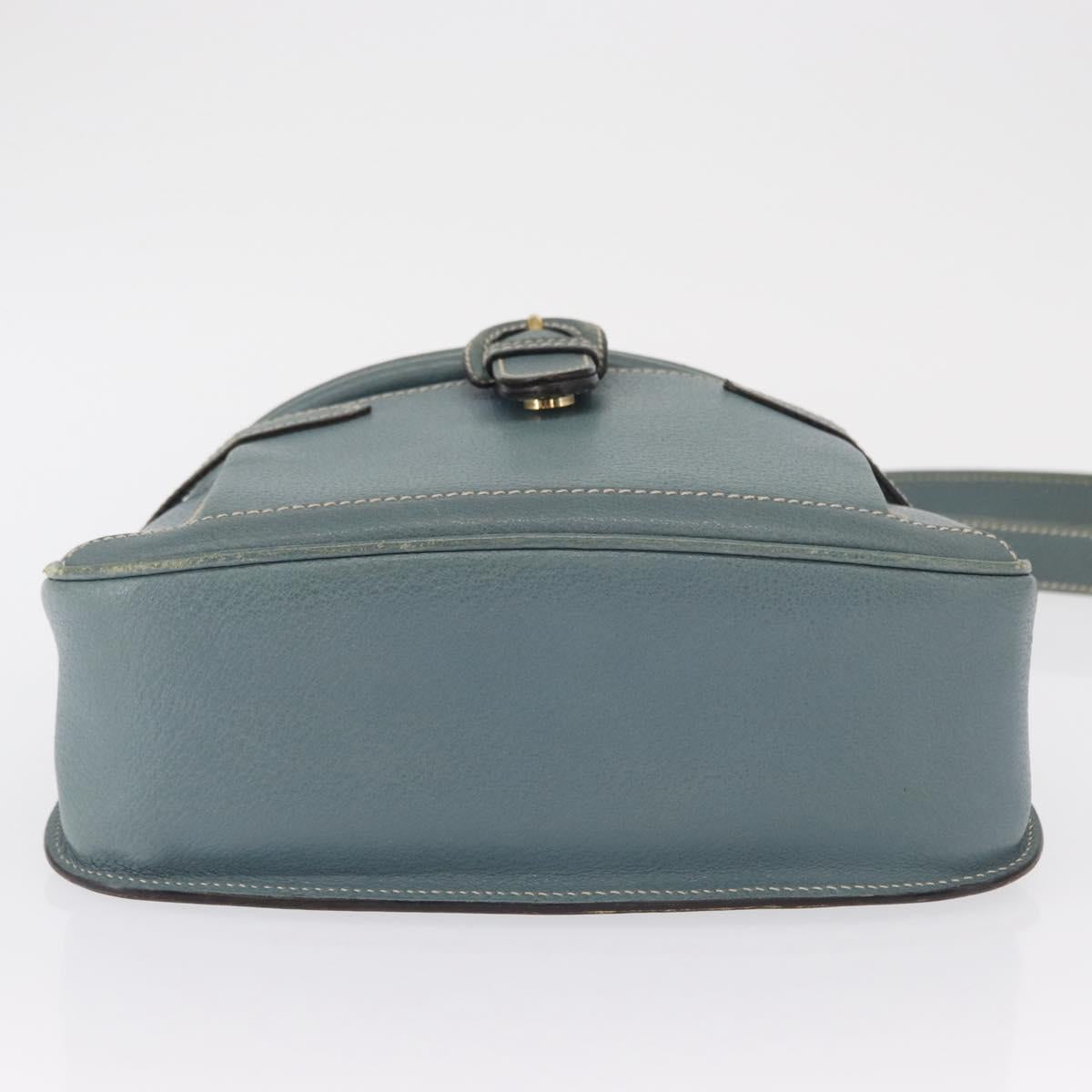 GUCCI Shoulder Bag Leather Blue Gold 001 406 1339 Auth 162763