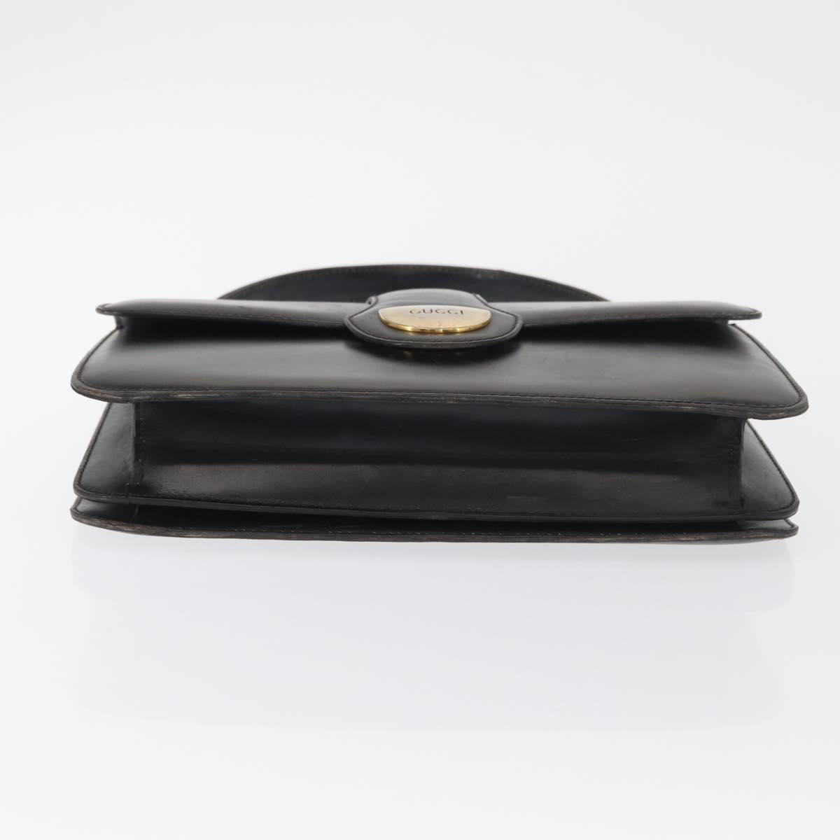 GUCCI Hand Bag Leather Gold Black Auth 162764