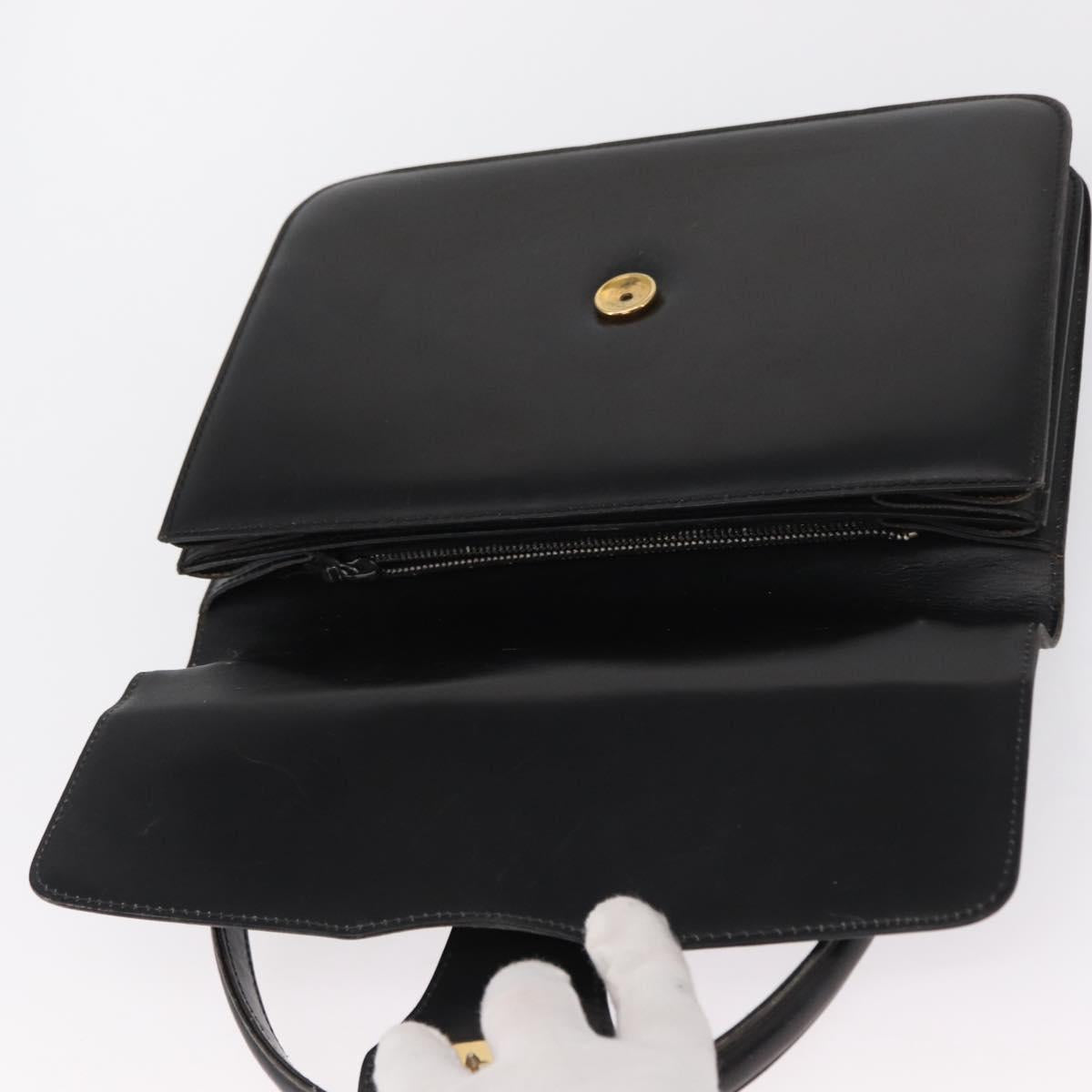 GUCCI Hand Bag Leather Gold Black Auth 162764
