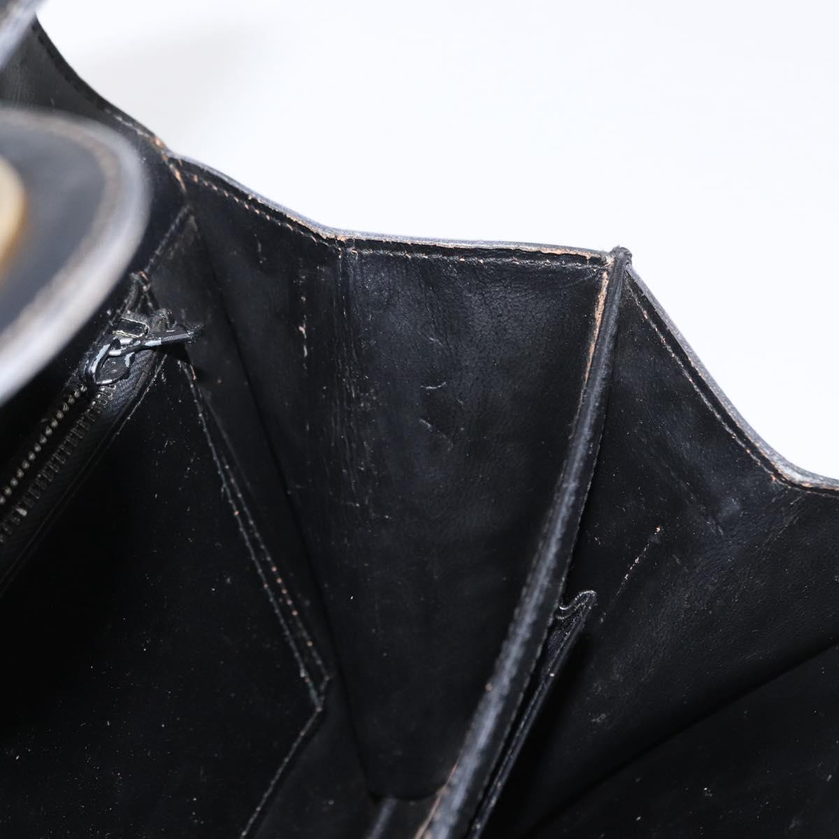 GUCCI Hand Bag Leather Gold Black Auth 162764