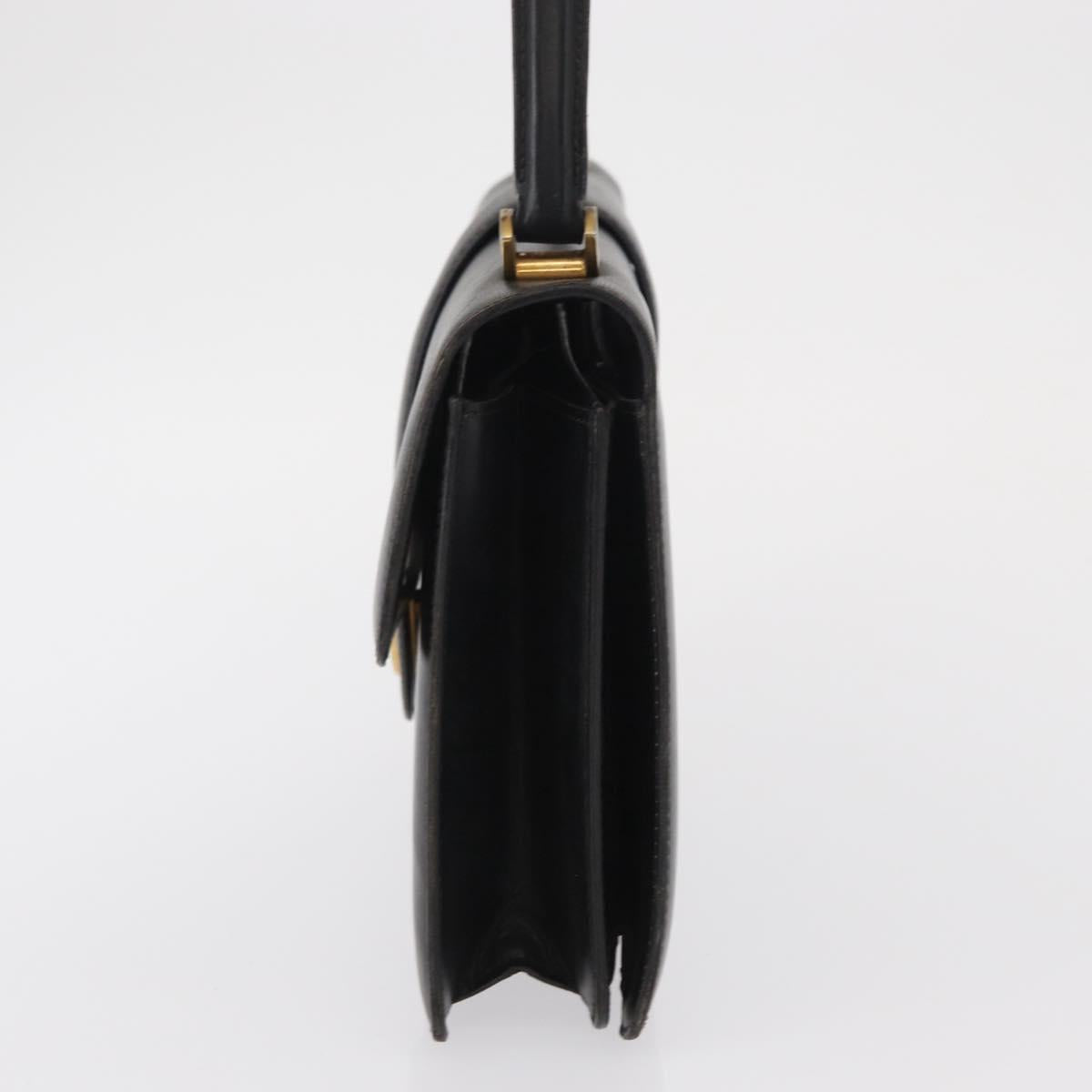 GUCCI Hand Bag Leather Gold Black Auth 162764