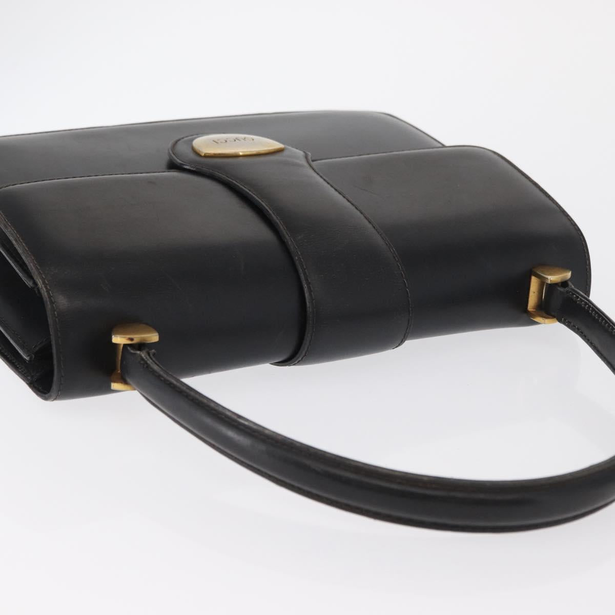 GUCCI Hand Bag Leather Gold Black Auth 162764