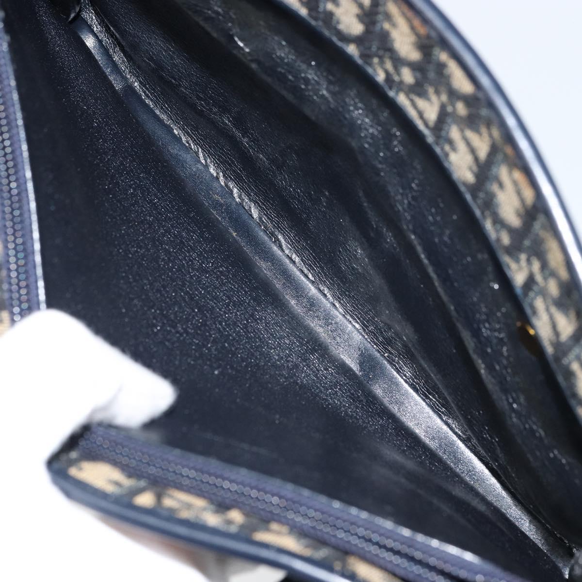 Christian Dior Trotter Canvas Hand Bag Navy Gold Auth 162766