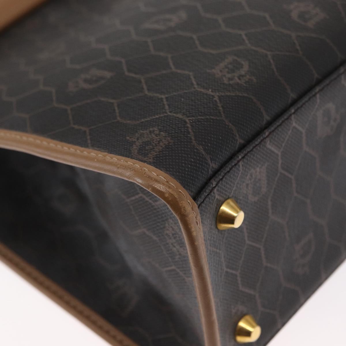 Christian Dior Honeycomb Canvas Hand Bag PVC 2way Black Gold Auth 162767