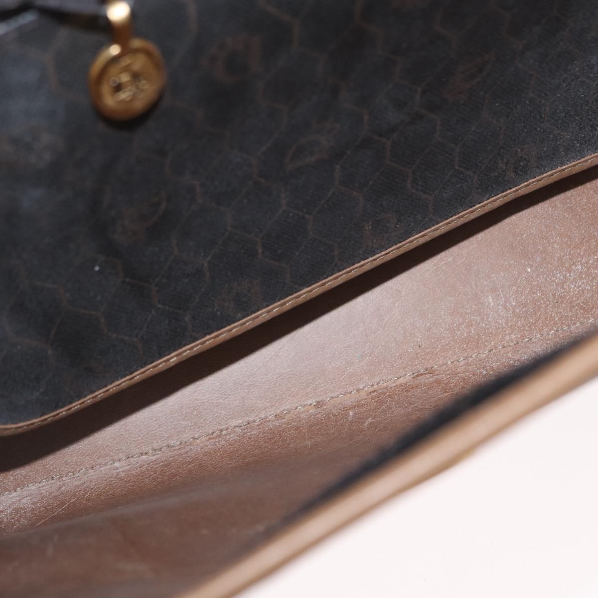 Christian Dior Honeycomb Canvas Hand Bag PVC 2way Black Gold Auth 162767