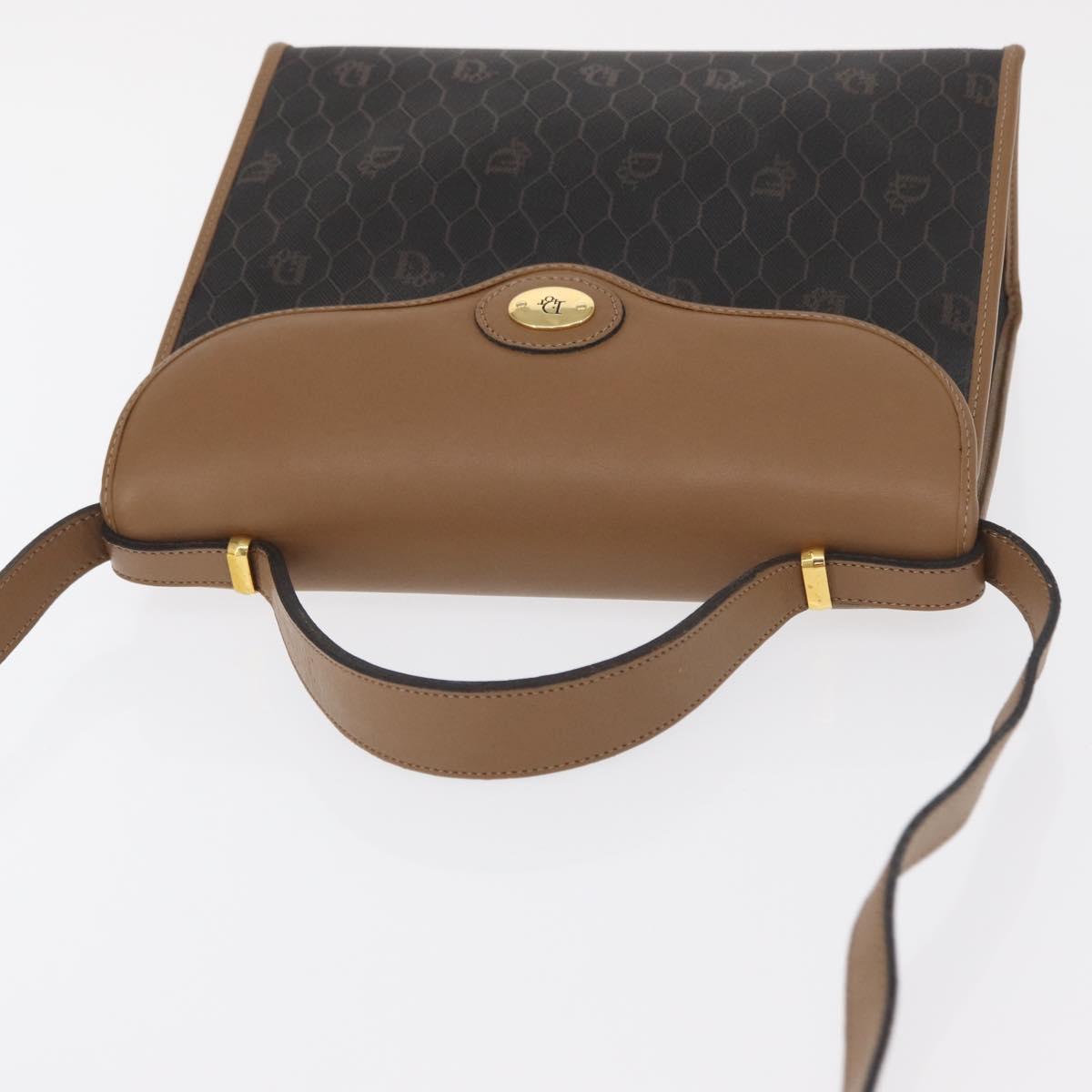 Christian Dior Honeycomb Canvas Hand Bag PVC 2way Black Gold Auth 162767