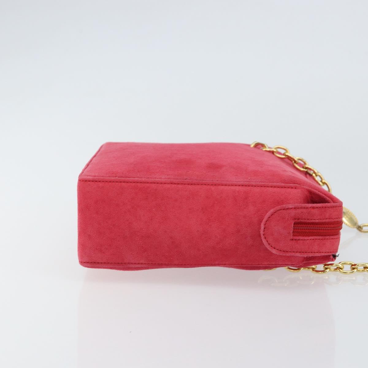 Christian Dior Chain Shoulder Bag Suede Pink Gold Auth 162768