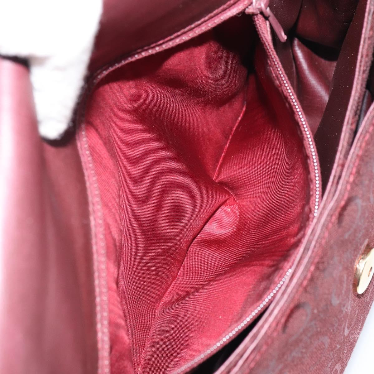 CELINE C Sulky Shoulder Bag Canvas Leather Red Gold Auth 162769