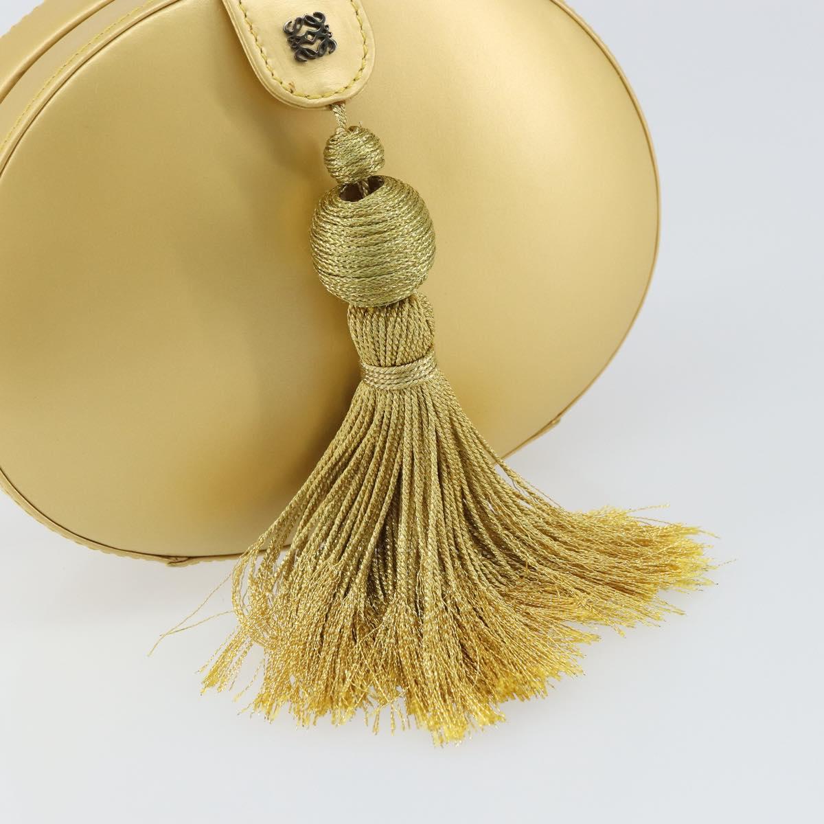 LOEWE Chain Shoulder Bag Leather Yellow Gold Auth 162771