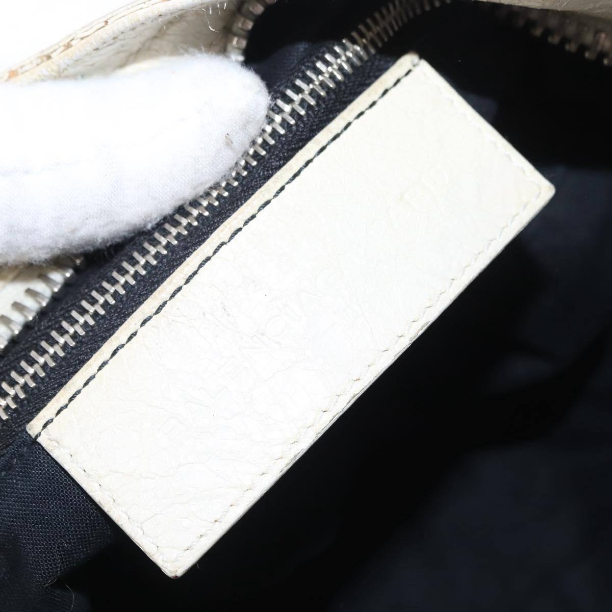 BALENCIAGA Giant City Bag Leather Nylon 2way White Silver 173084 Auth 162774