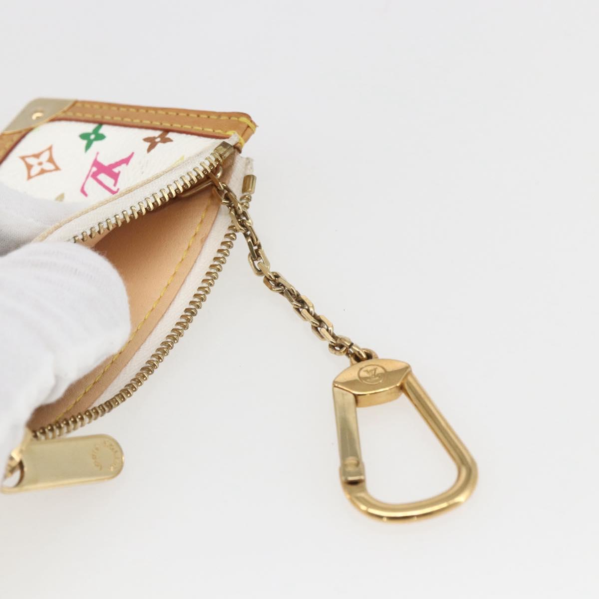 LOUIS VUITTON Multicolor Pochette Cles Coin Purse White M92655 LV Auth 162776V
