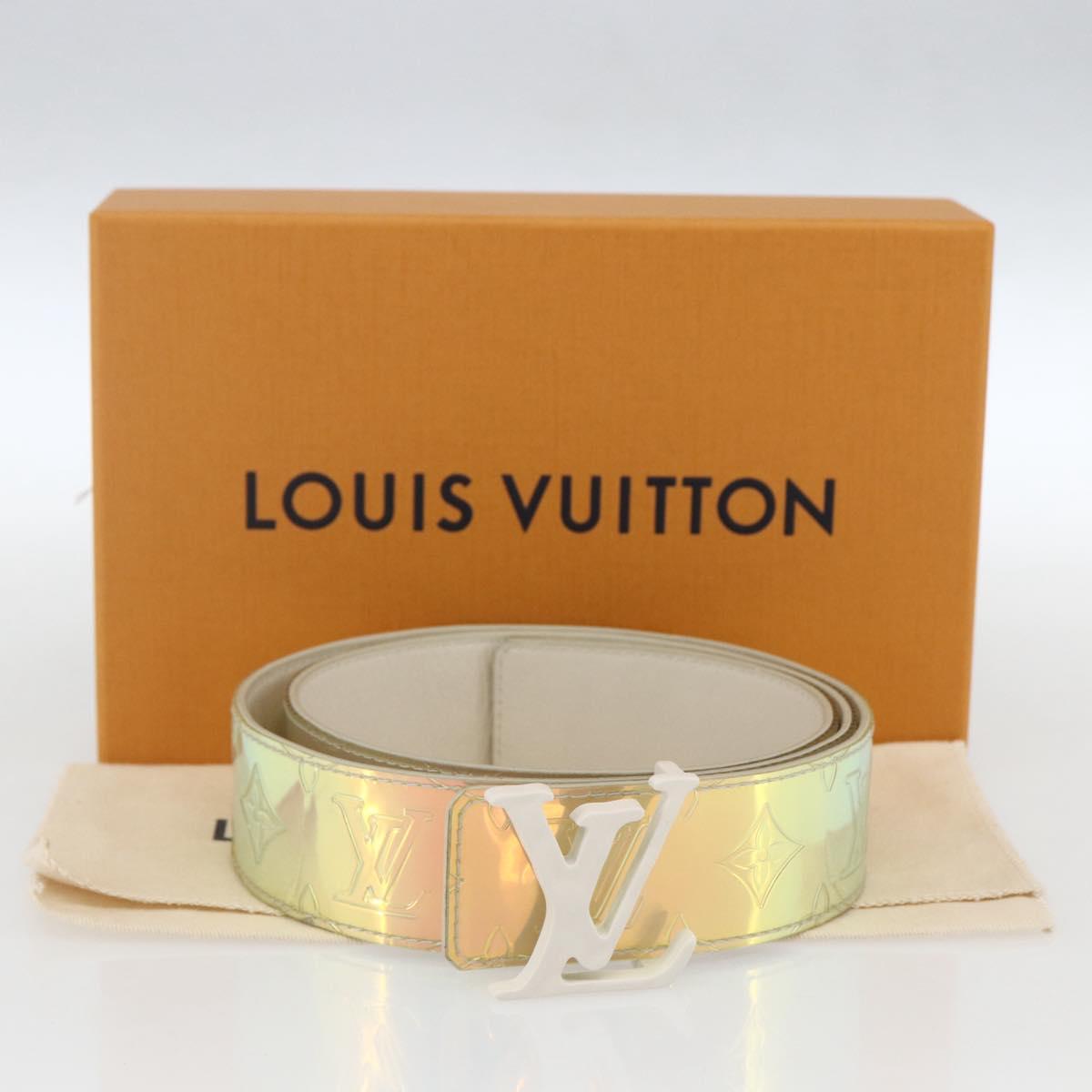 LOUIS VUITTON Monogram Prism Ceinture LV Shape Belt Silver M0219 LV Auth 162778V