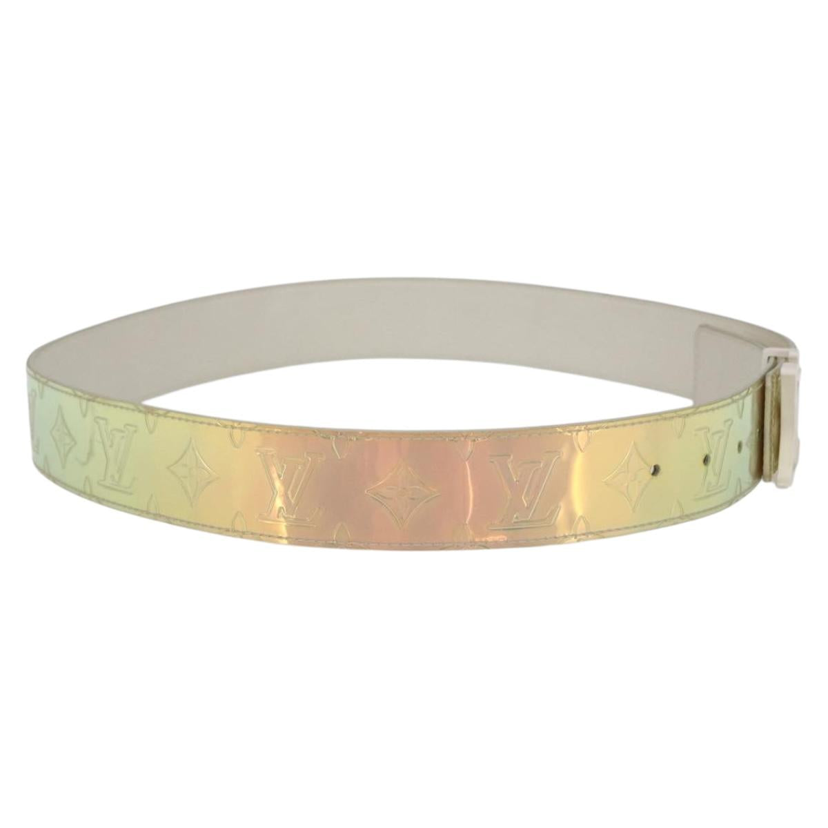 LOUIS VUITTON Monogram Prism Ceinture LV Shape Belt Silver M0219 LV Auth 162778V