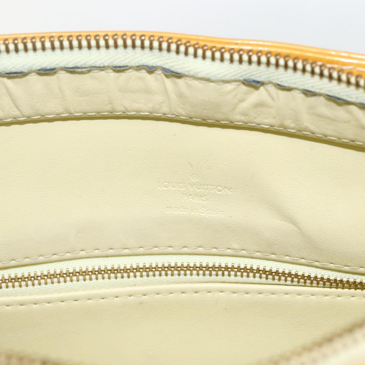 LOUIS VUITTON Monogram Vernis Houston Hand Bag Lime Yellow M91055 LV Auth 162800