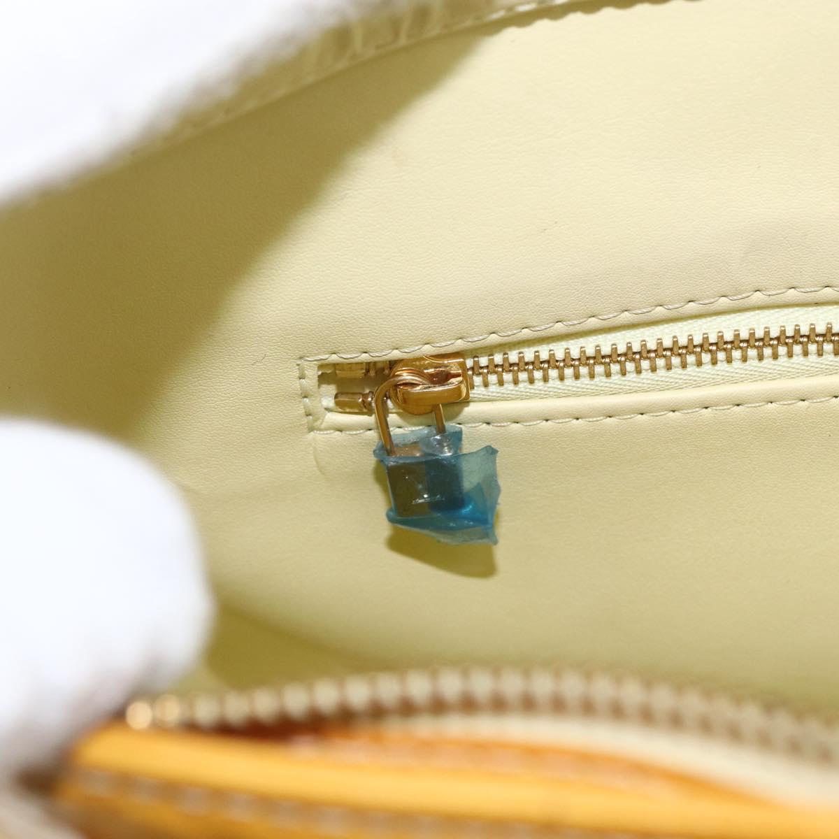 LOUIS VUITTON Monogram Vernis Houston Hand Bag Lime Yellow M91055 LV Auth 162800