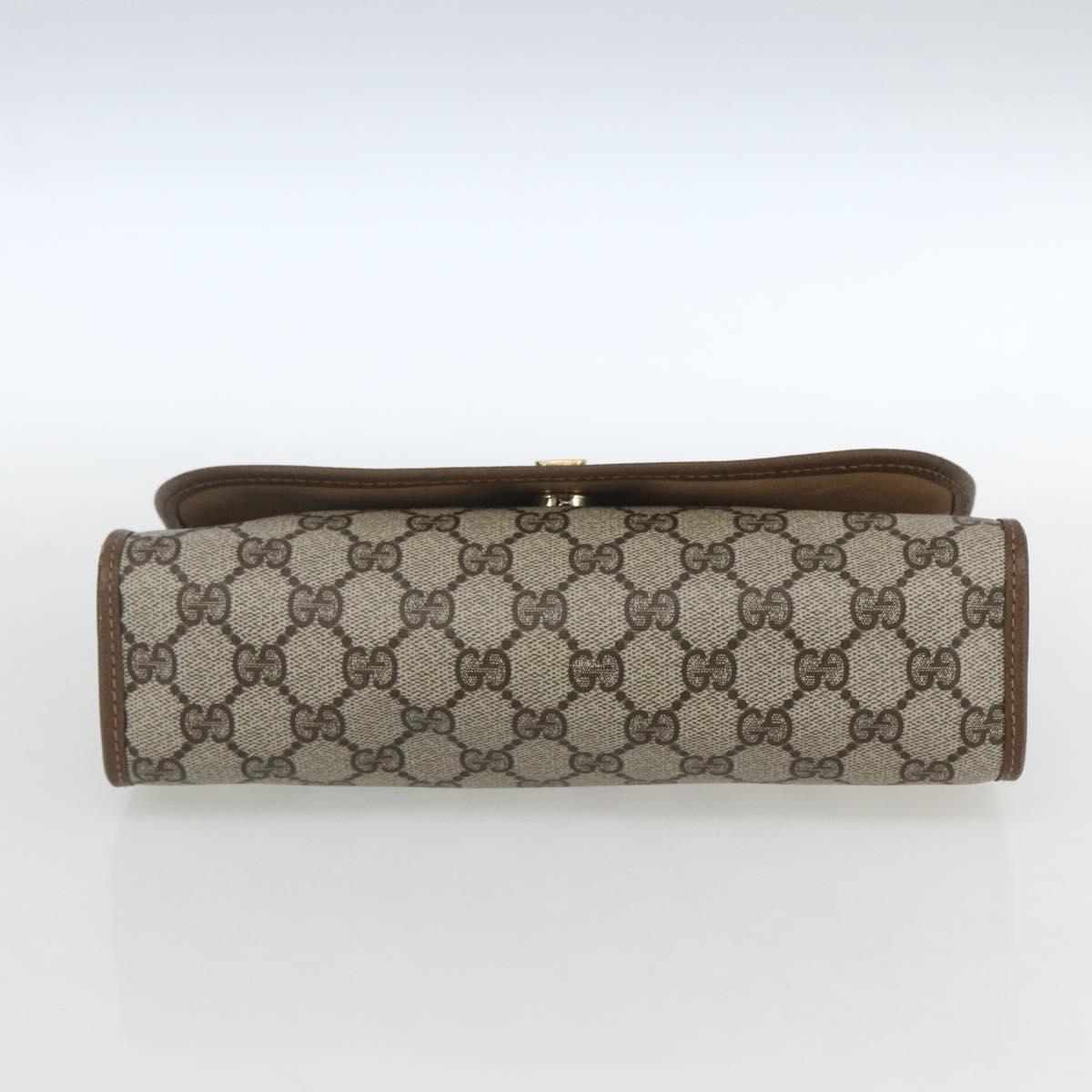 GUCCI GG Supreme Web Sherry Line Clutch Bag PVC Beige Gold 89 01 030 Auth 162811
