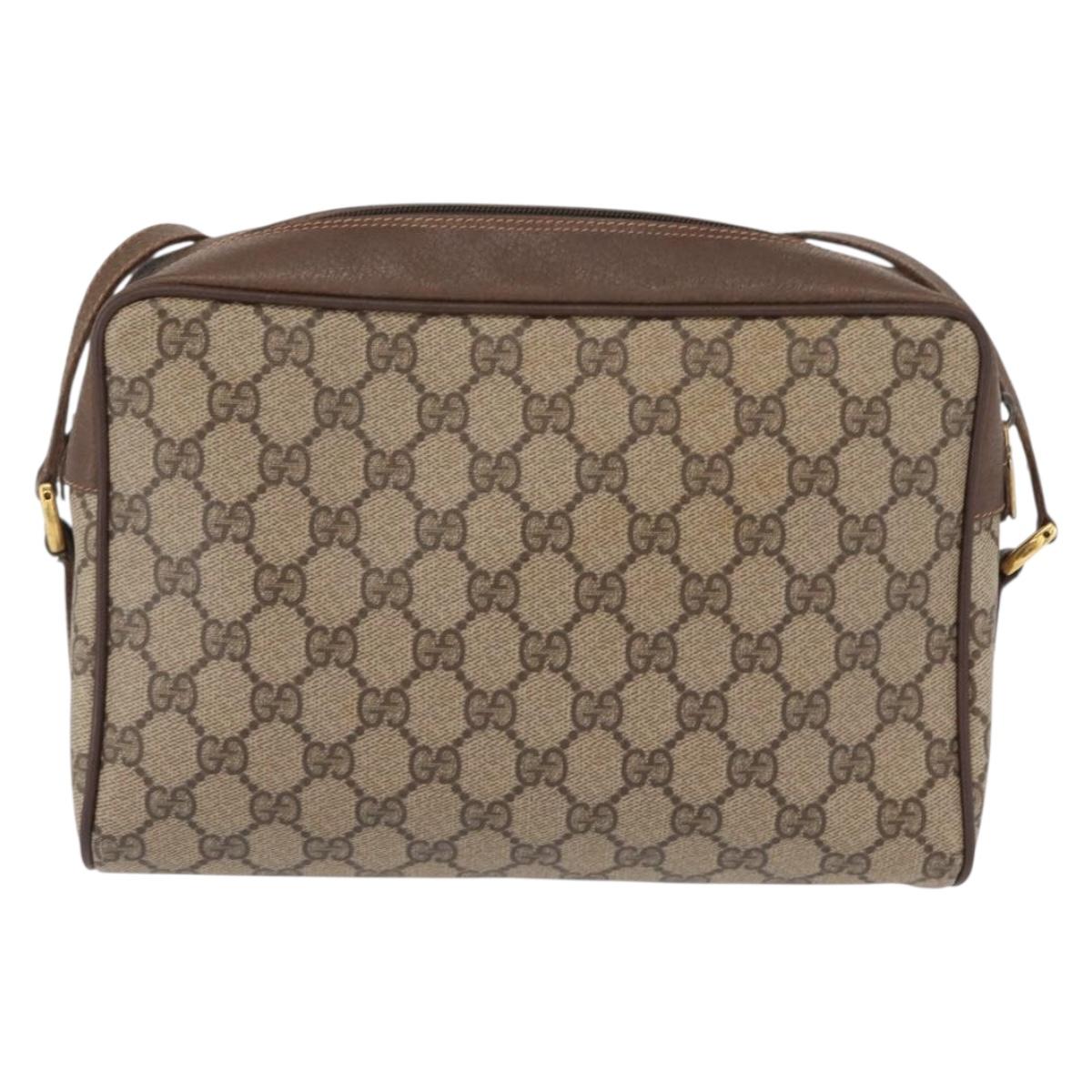 GUCCI GG Supreme Web Sherry Line Bag PVC Beige Gold 56 02 088 Auth 162813