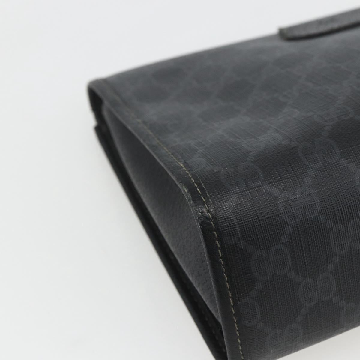 GUCCI GG Supreme Web Sherry Line Clutch Bag PVC Black Gold 89 01 031 Auth 162817
