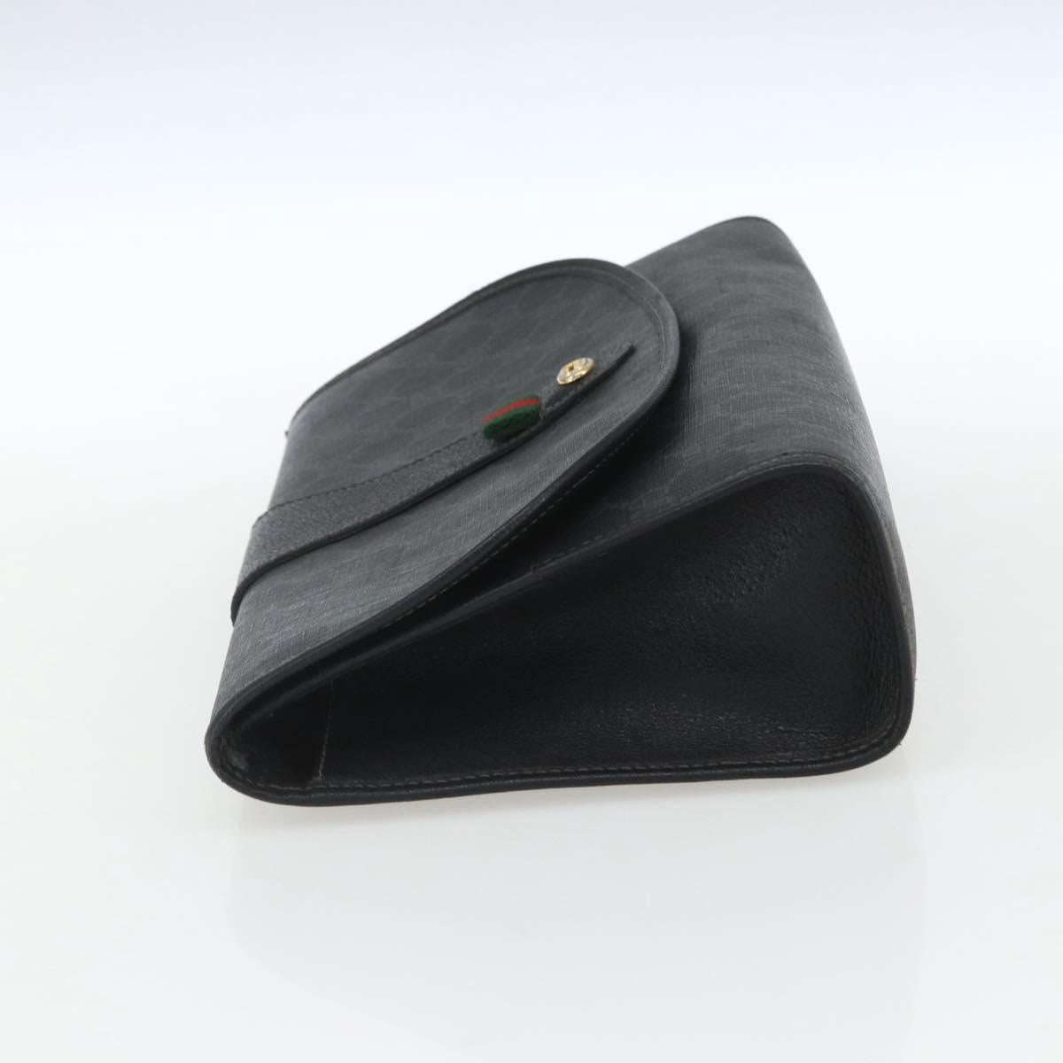 GUCCI GG Supreme Web Sherry Line Clutch Bag PVC Black Gold 89 01 031 Auth 162817