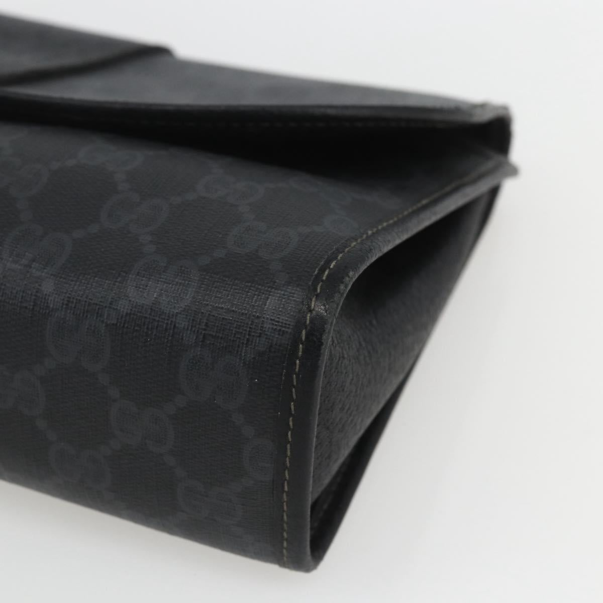 GUCCI GG Supreme Web Sherry Line Clutch Bag PVC Black Gold 89 01 031 Auth 162817