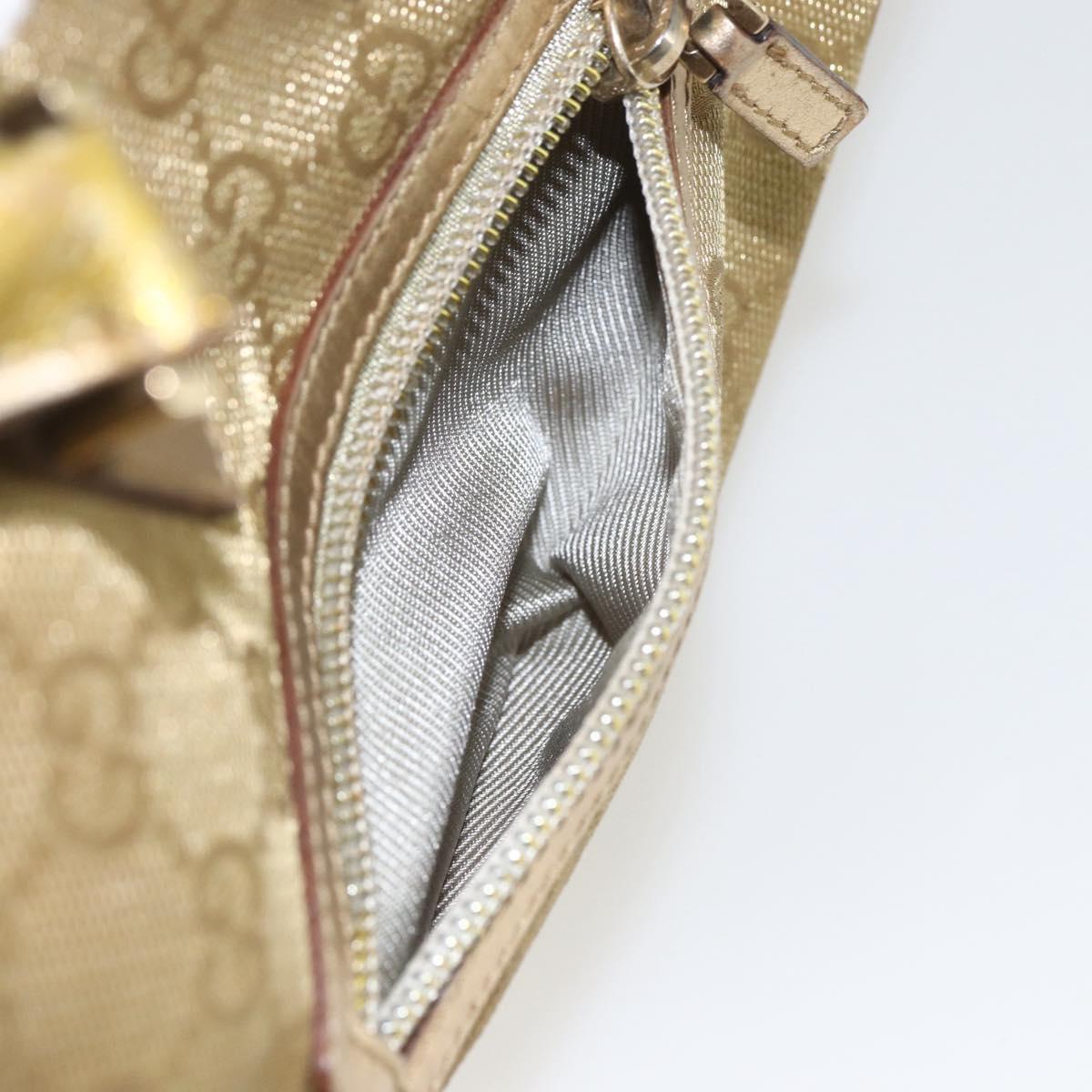 GUCCI GG Canvas Hand Bag Gold Tone 002 1115 Auth 162818