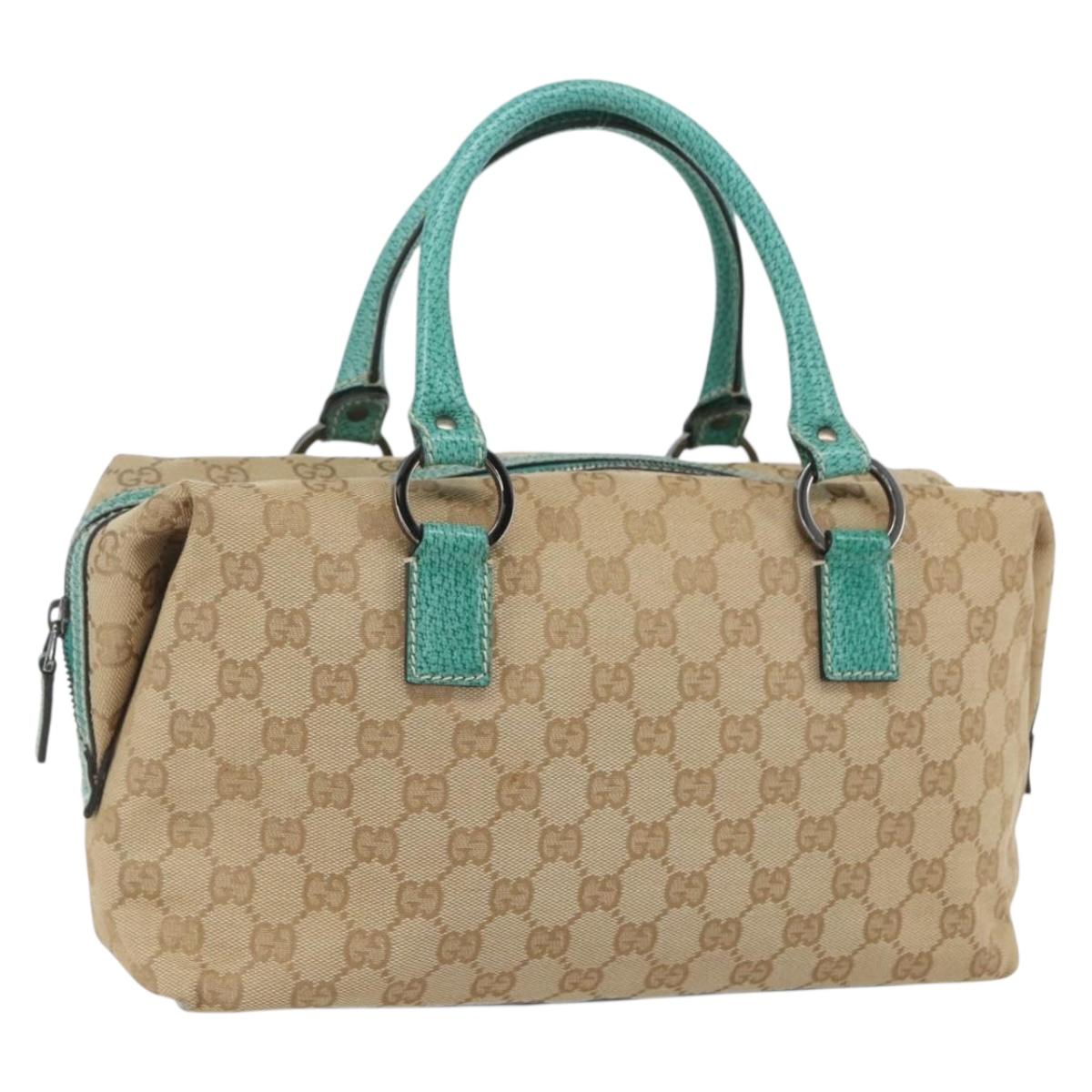 GUCCI GG Canvas Hand Bag Beige Silver 113009 Auth 162819