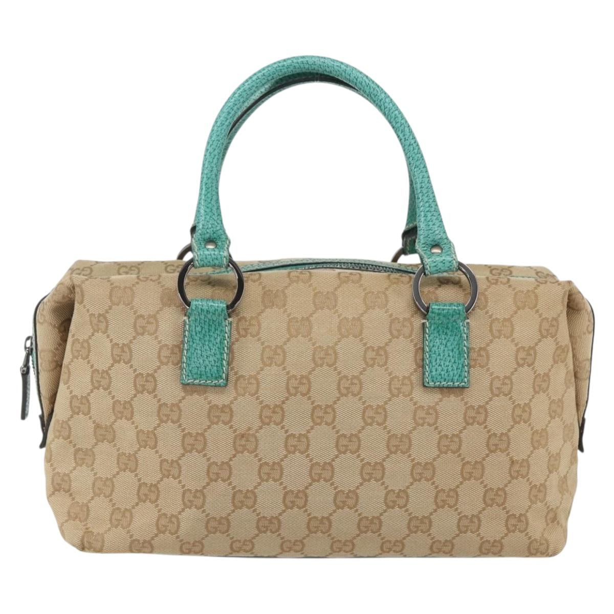 GUCCI GG Canvas Hand Bag Beige Silver 113009 Auth 162819