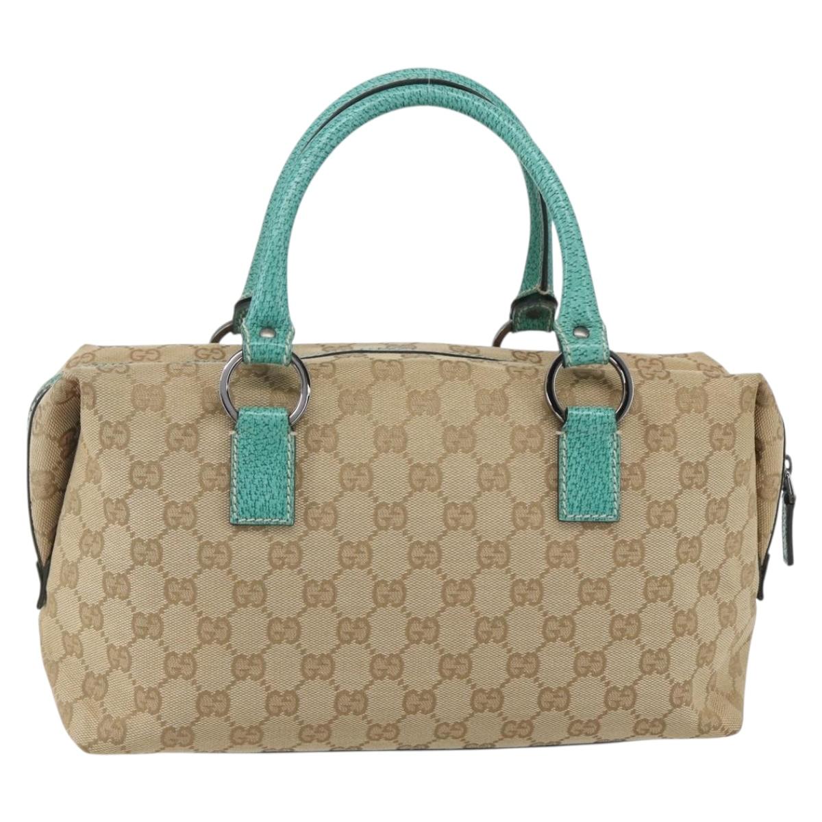 GUCCI GG Canvas Hand Bag Beige Silver 113009 Auth 162819