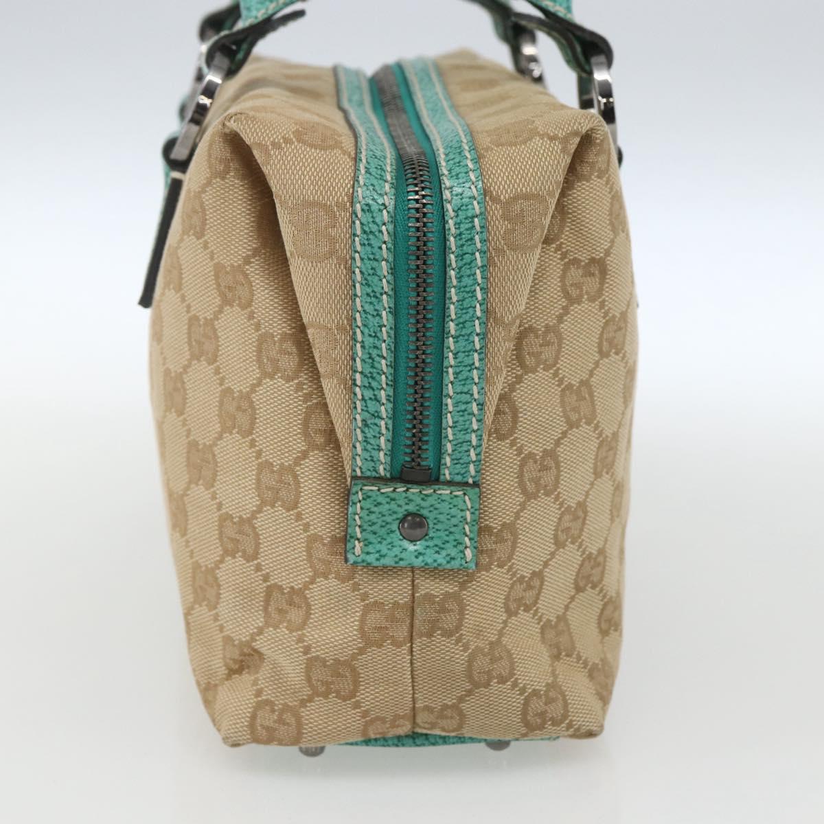 GUCCI GG Canvas Hand Bag Beige Silver 113009 Auth 162819
