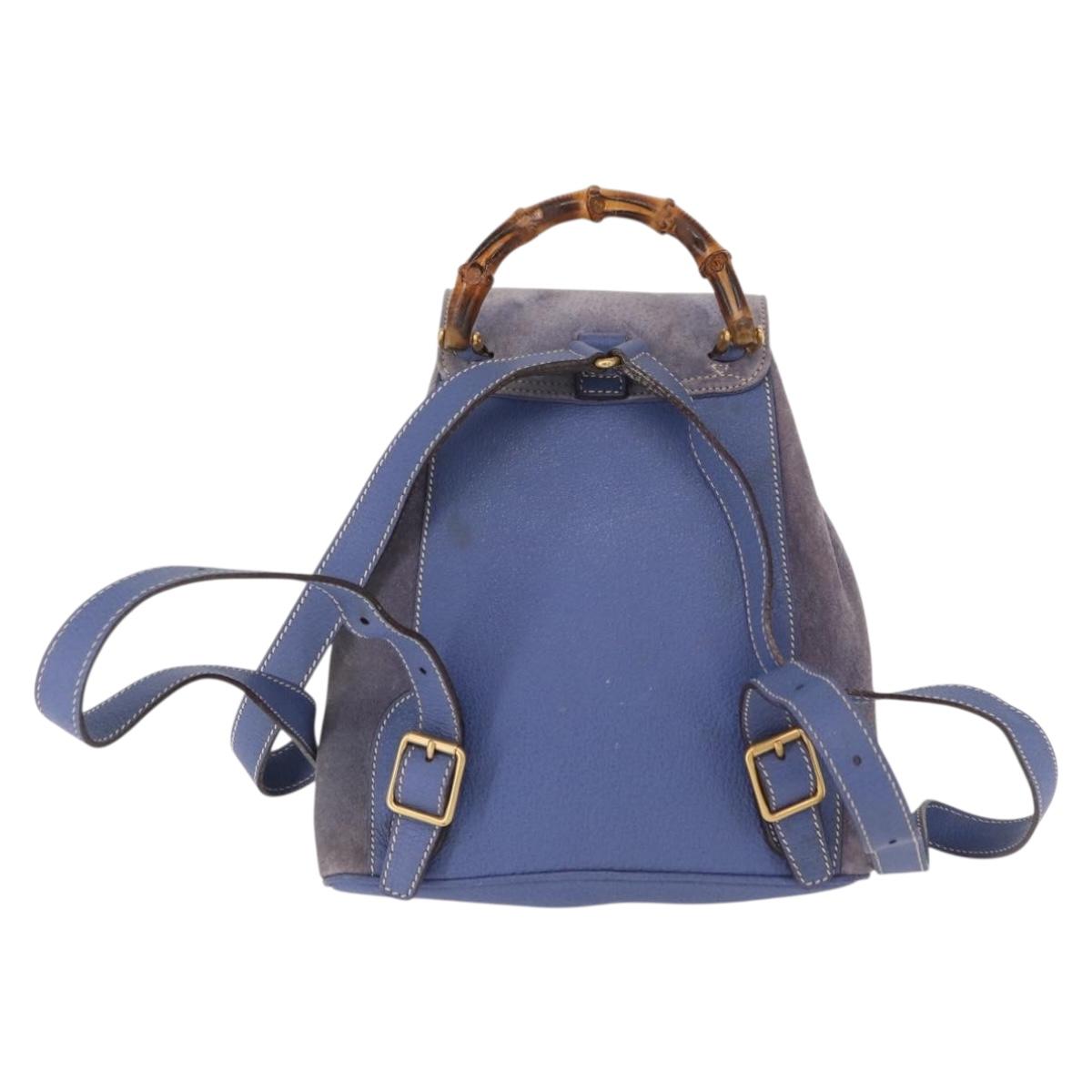 GUCCI Bamboo Backpack Suede Purple Gold 003 2058 0030 Auth 162821