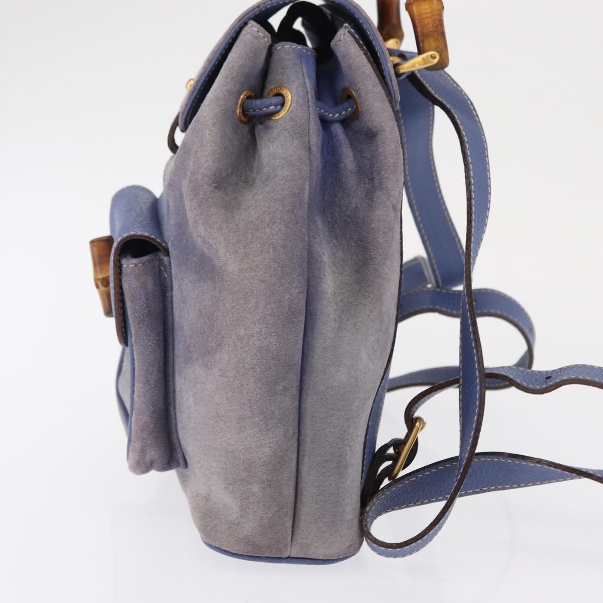 GUCCI Bamboo Backpack Suede Purple Gold 003 2058 0030 Auth 162821
