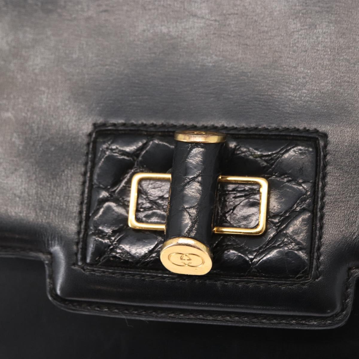 GUCCI Shoulder Bag Leather Black Gold 004 46 0087 Auth 162825