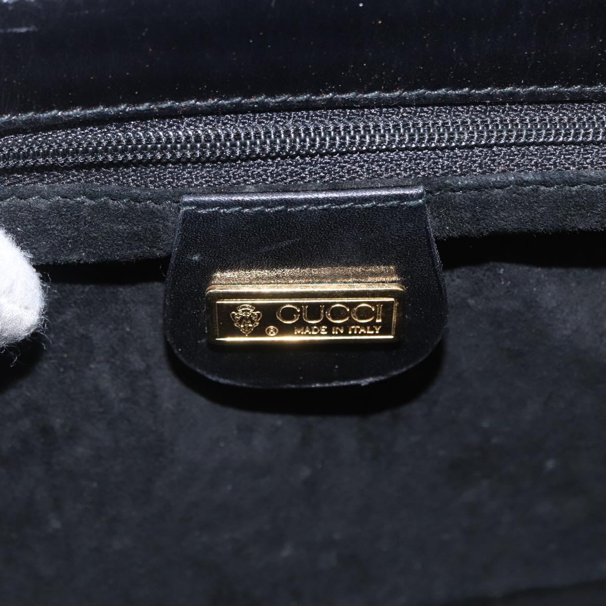 GUCCI Shoulder Bag Leather Black Gold 004 46 0087 Auth 162825