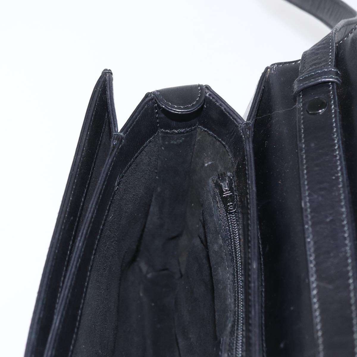 GUCCI Shoulder Bag Leather Black Gold 004 46 0087 Auth 162825
