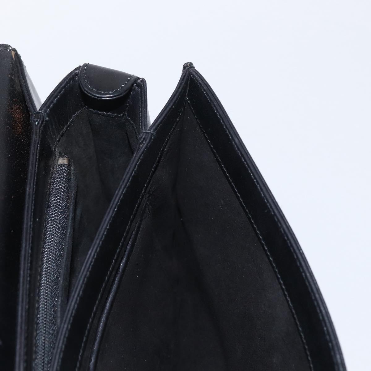 GUCCI Shoulder Bag Leather Black Gold 004 46 0087 Auth 162825