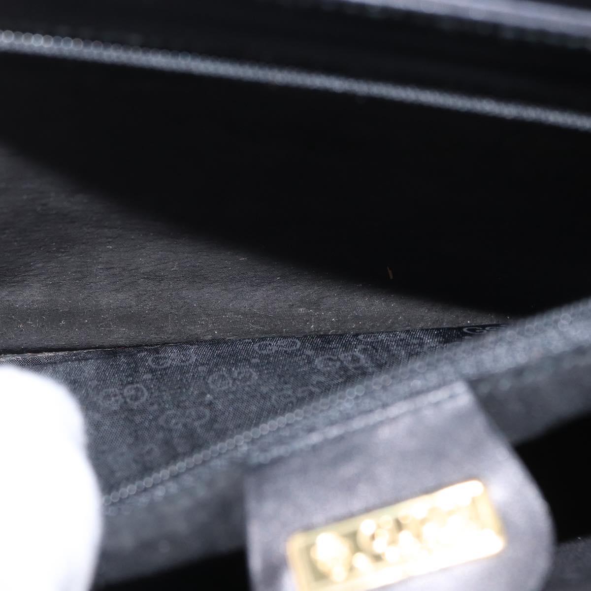 GUCCI Shoulder Bag Leather Black Gold 004 46 0087 Auth 162825