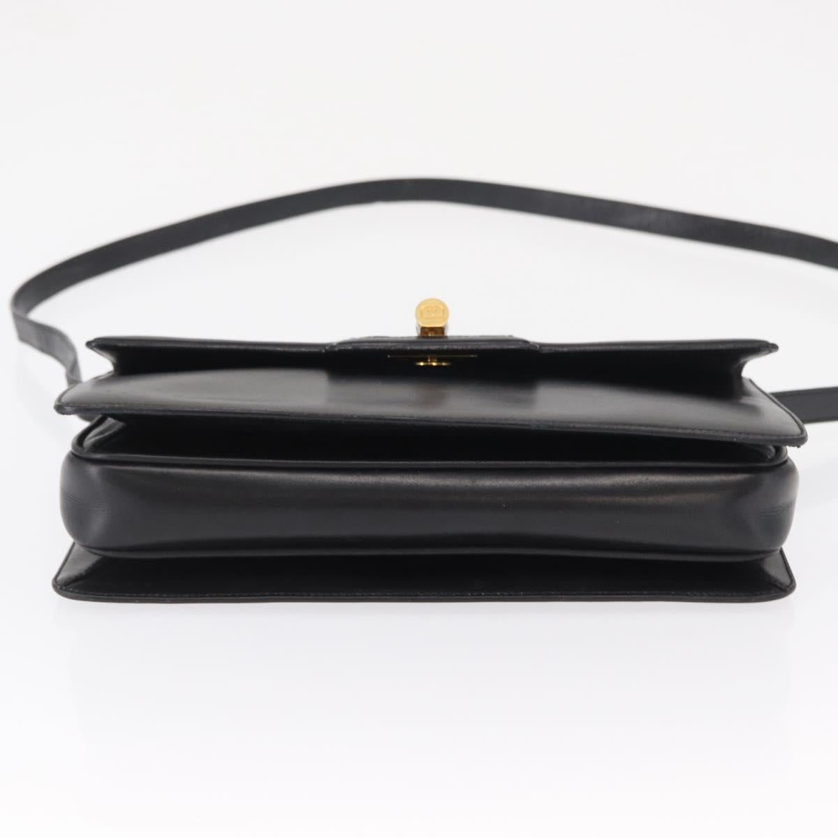 GUCCI Shoulder Bag Leather Black Gold 004 46 0087 Auth 162825