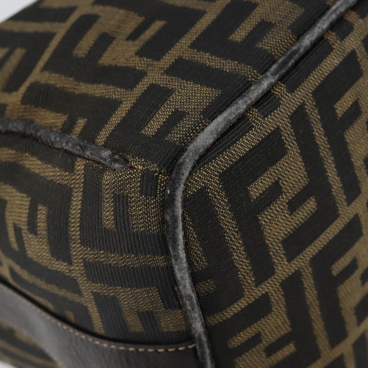 FENDI Zucca Canvas Vanity Hand Bag Black Brown Auth 162830