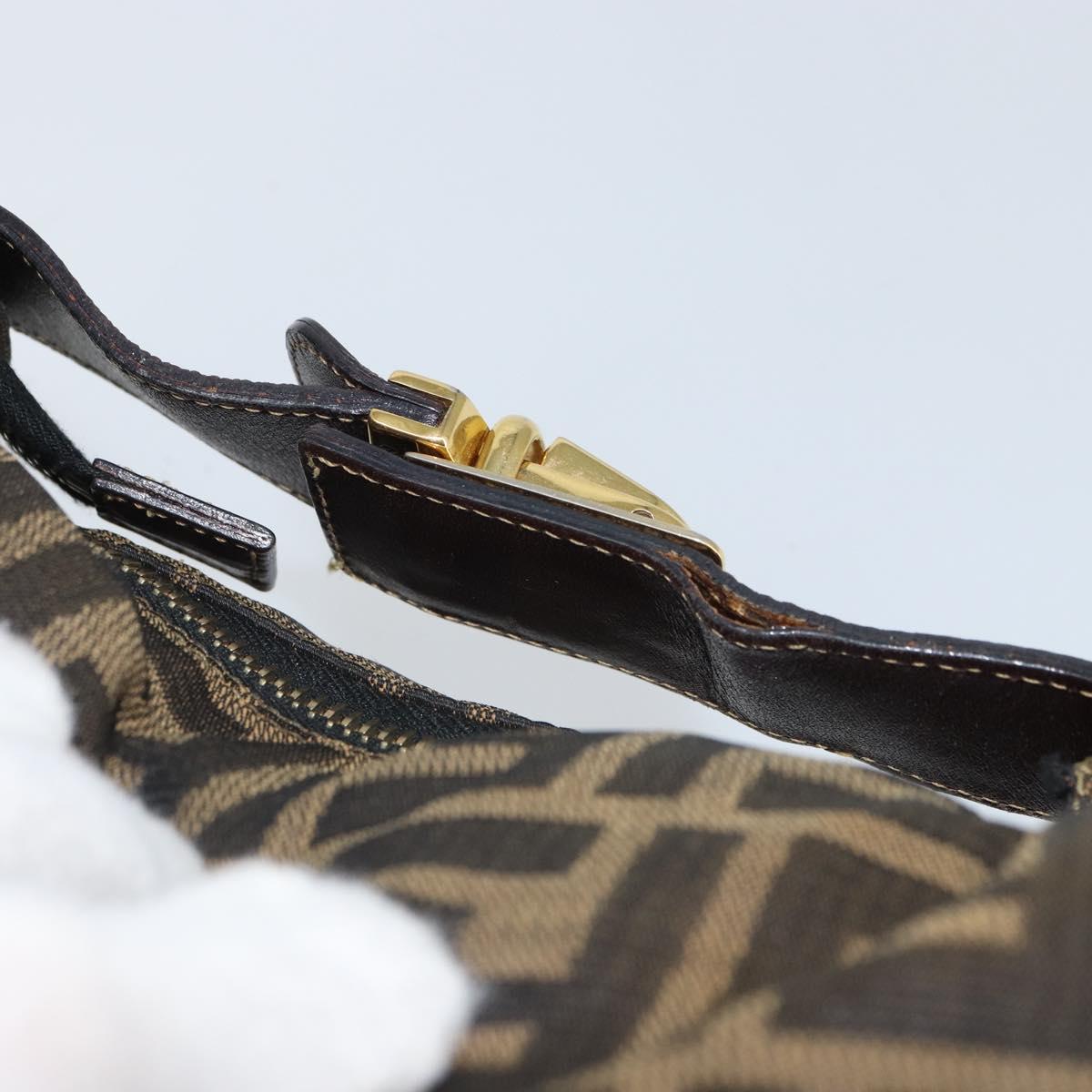 FENDI Zucca Canvas Vanity Hand Bag Black Brown Auth 162830
